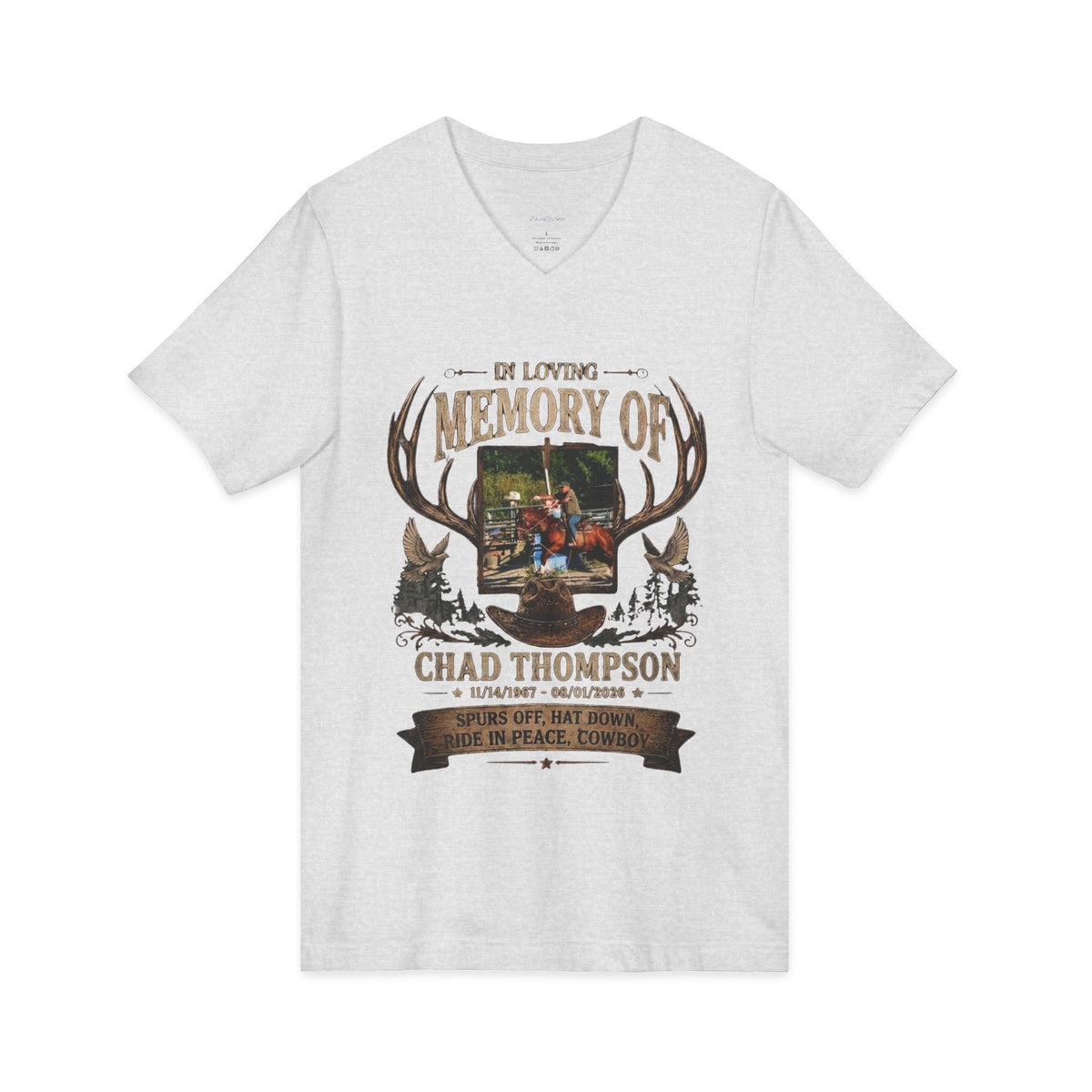 In Memory Of Custom Memorial V-Neck Tee — Personalized Tribute Shirt