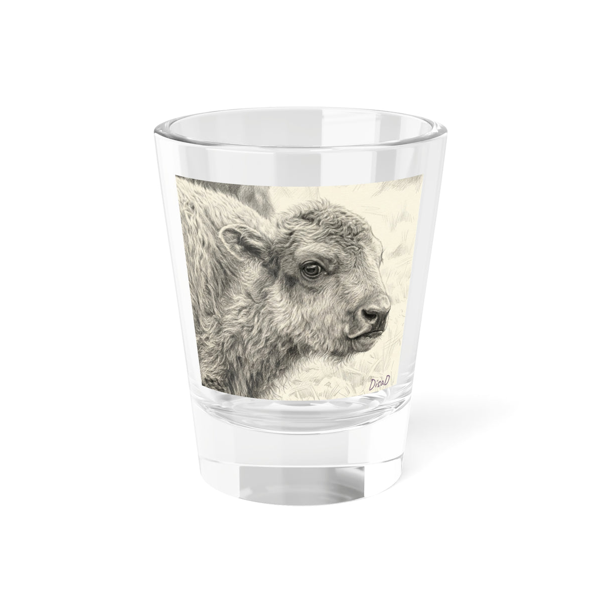 Calf Portrait Shot Glass — Rustic Farm Animal 1.5 oz Party & Gift