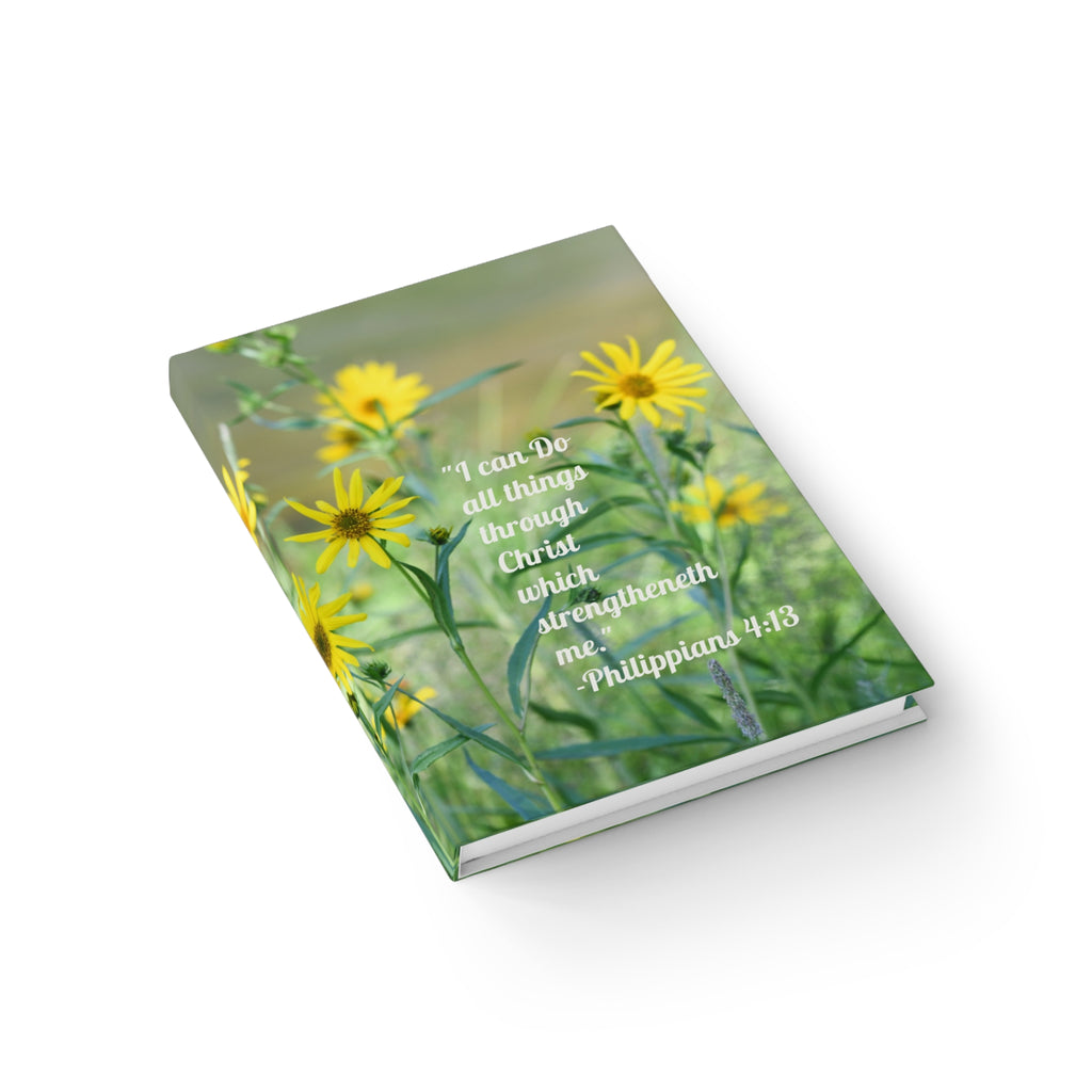 Inspirational Floral Journal — "I Can Do All Things" Philippians 4:13 Ruled Notebook