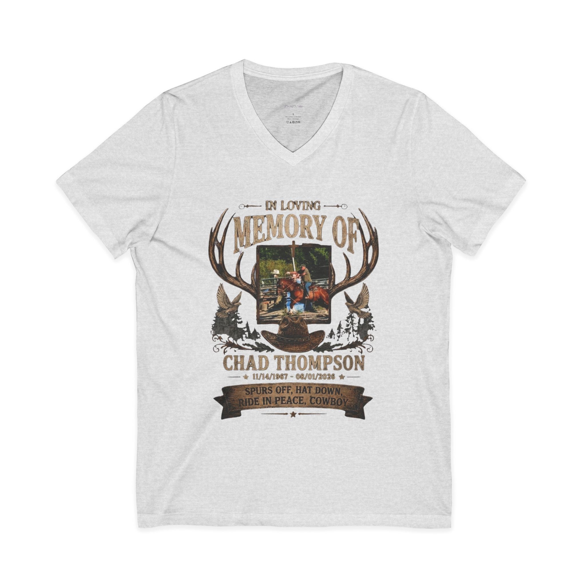In Memory Of Custom Memorial V-Neck Tee — Personalized Tribute Shirt