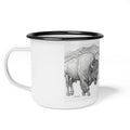 Enamel Camp Cup — 'First, I Must Drink' Buffalo Camping Mug