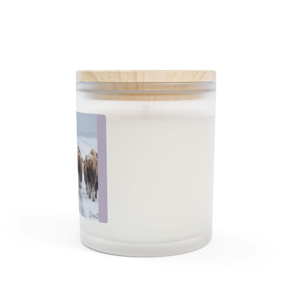 Bison Herd Frosted Glass Candle — 11oz Rustic Winter Cabin Scented Candle
