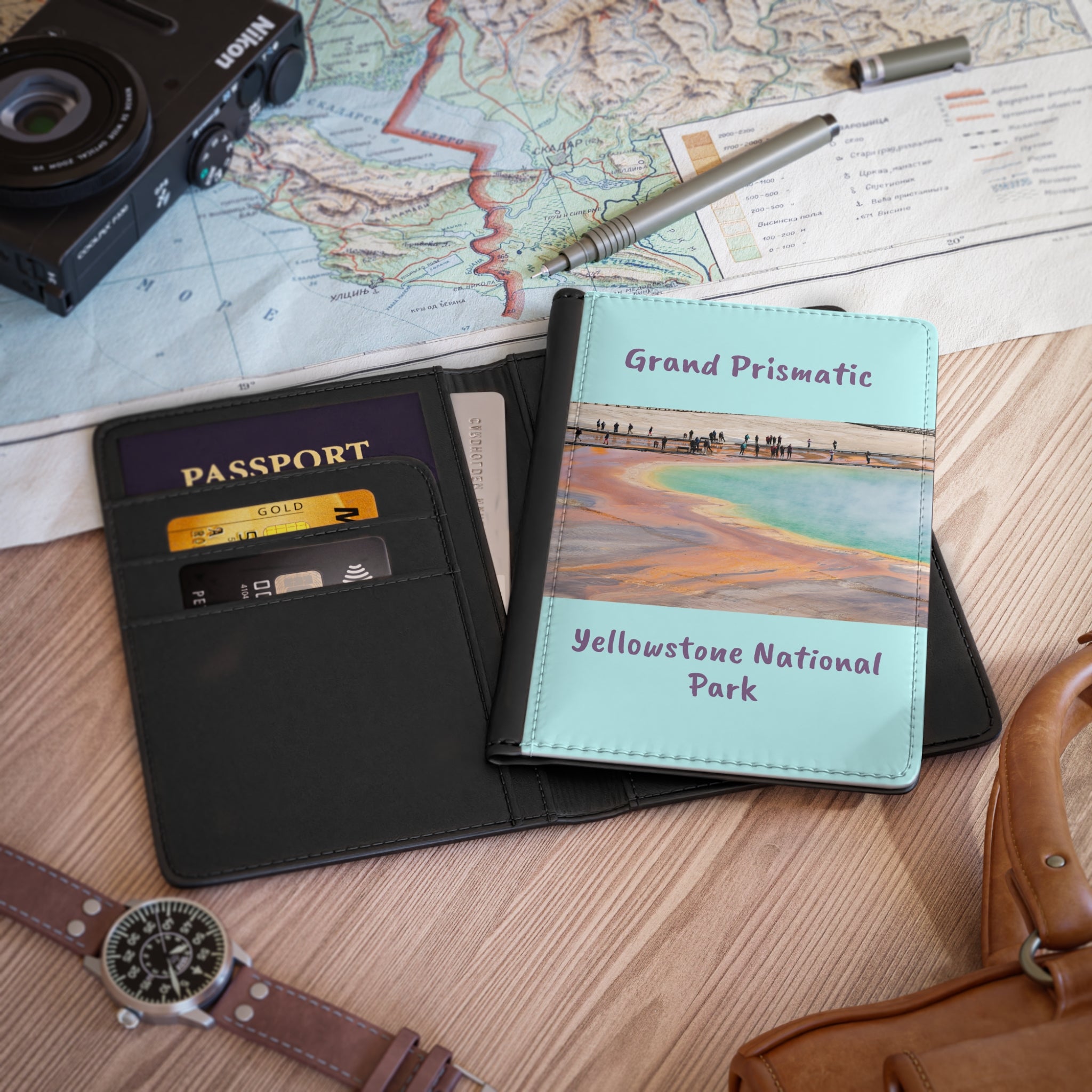 Yellowstone Grand Prismatic Passport Cover — National Park Travel Wallet